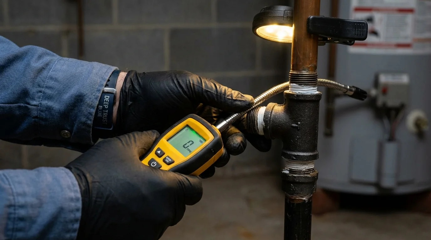 Gas leak detection with electronic sniffer by Johns Plumbing LLC in Joshua Tree
